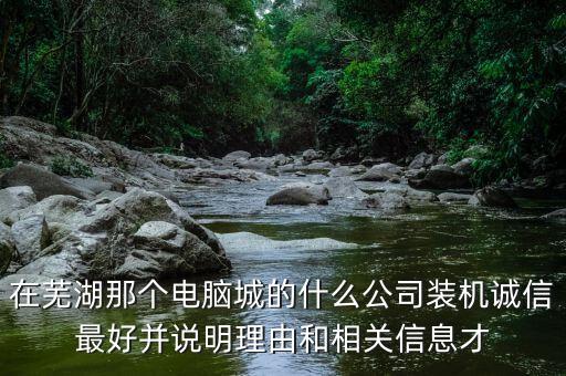 在蕪湖那個電腦城的什么公司裝機誠信最好并說明理由和相關信息才