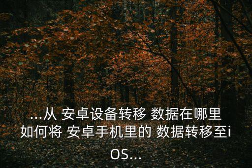 ...從 安卓設(shè)備轉(zhuǎn)移 數(shù)據(jù)在哪里如何將 安卓手機(jī)里的 數(shù)據(jù)轉(zhuǎn)移至iOS...