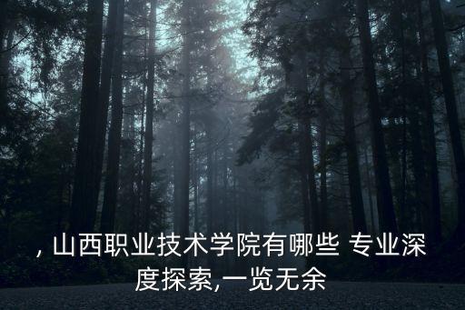 , 山西職業(yè)技術學院有哪些 專業(yè)深度探索,一覽無余