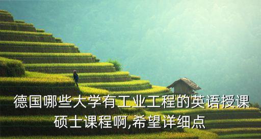  德國哪些大學(xué)有工業(yè)工程的英語授課碩士課程啊,希望詳細點