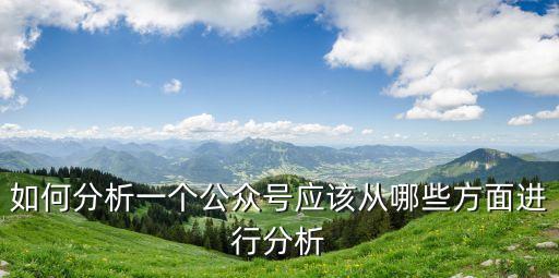 如何分析一個公眾號應(yīng)該從哪些方面進(jìn)行分析