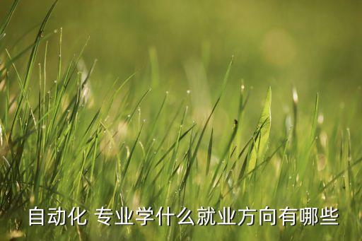  自動化 專業(yè)學什么就業(yè)方向有哪些