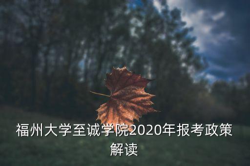 福州大學(xué)至誠學(xué)院2020年報(bào)考政策解讀